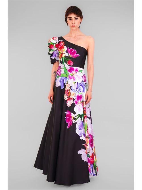Abito in mikado fantasia D'Andrea collection | 25043B W MULTICOLOR